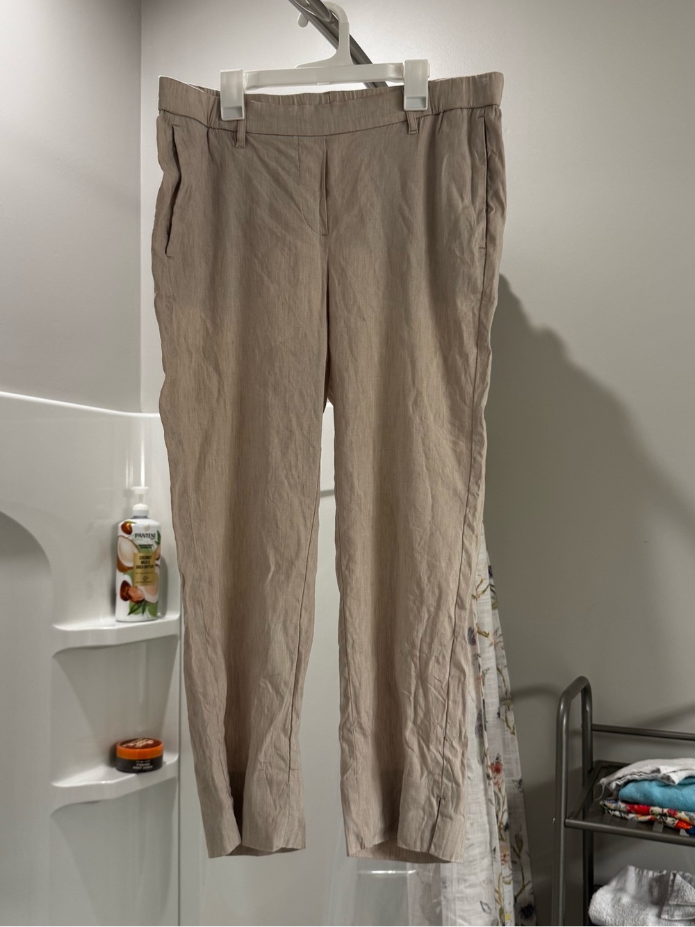 J.Jill Linen Stretch Mid-Rise Casual Pull-On Pants Beige Taupe Size M